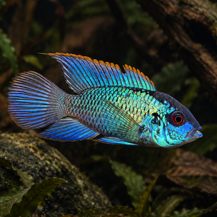 Electric Blue Acara Cichlid (Andinoacara pulcher)