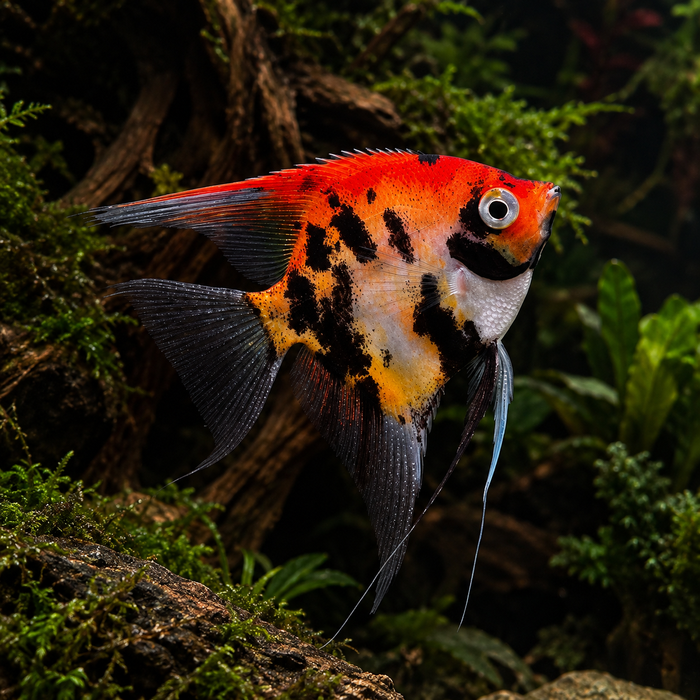 Red Devil koi Angelfish (Pterophyllum scalare)