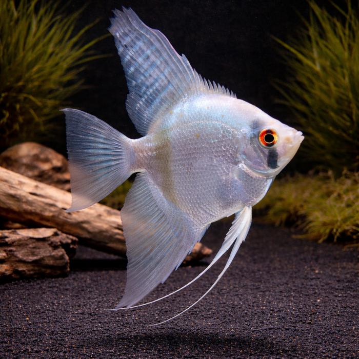 Blue Ghost Angelfish (Pterophyllum scalare sp)