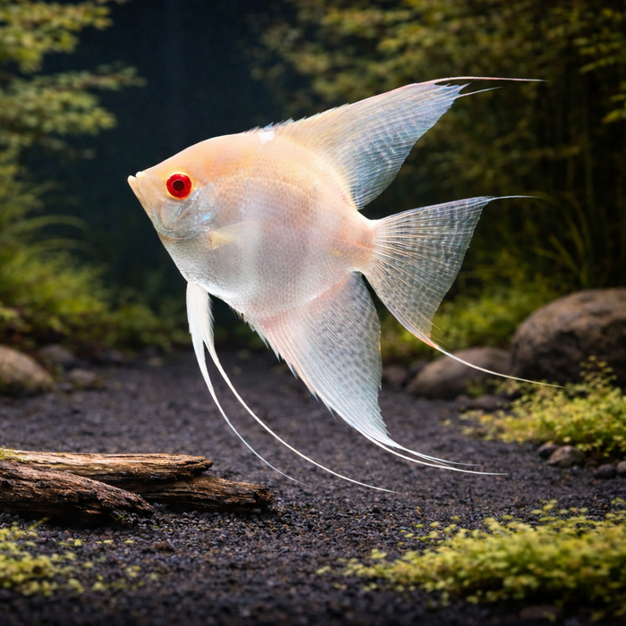 Albino Red Back Manacapuru Angelfish (Pterophyllum scalare)