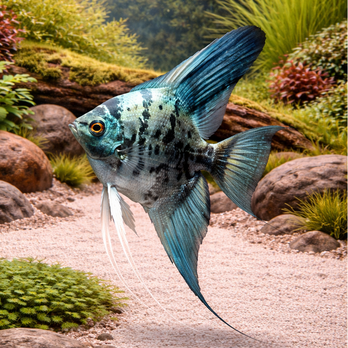 Marble Blue Angelfish (Pterophyllum scalare sp)