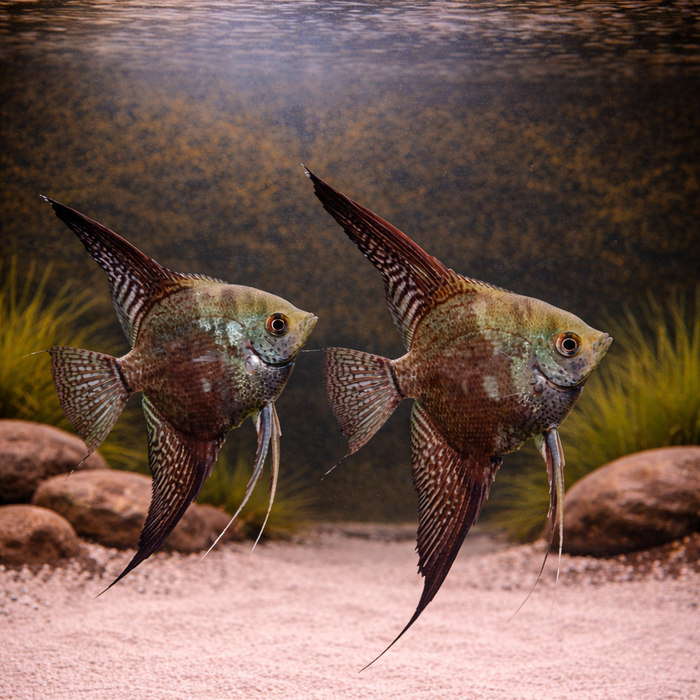 Smokey Marble Clown Angelfish (Pterophyllum scalare sp)
