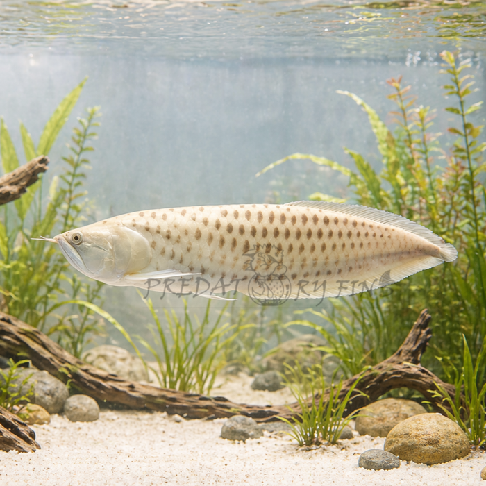 Albino Chocolate Crossbelly Silver Arowana (Osteoglossum bicirrhosum)