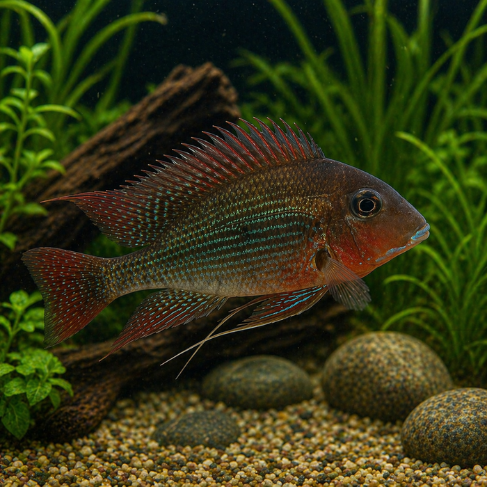 Alenquer Red Altifrons Eartheater Cichlid (Geophagus Altifrons)