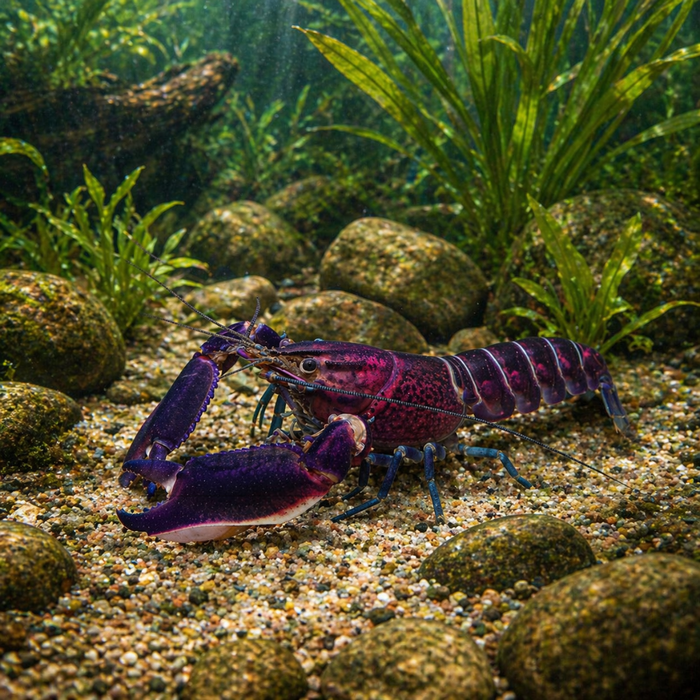 Dark Purple Arm Thunderbolt Crayfish (Cherax pulcher)